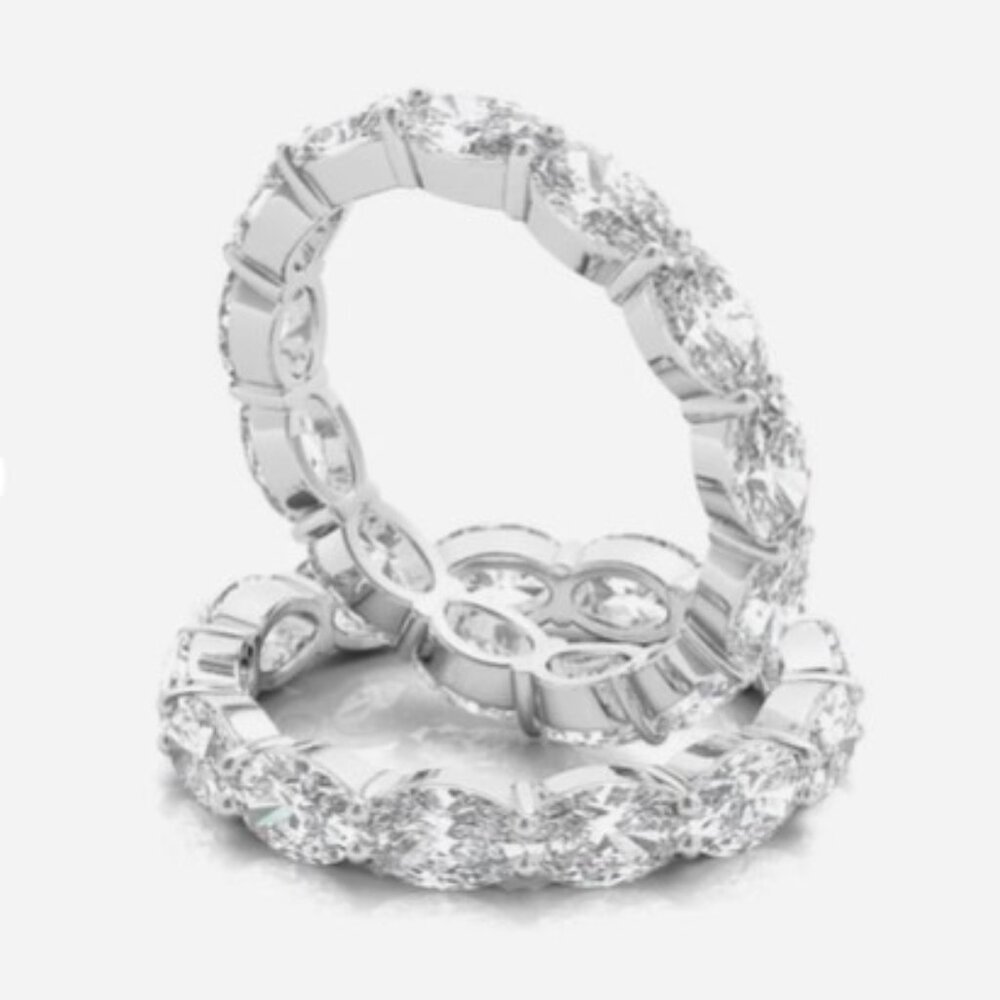 HAUTE CARAT Sideways Oval Diamond Eternity Band - 14K White Gold / 2.73 CTW